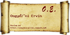 Osgyáni Ervin névjegykártya